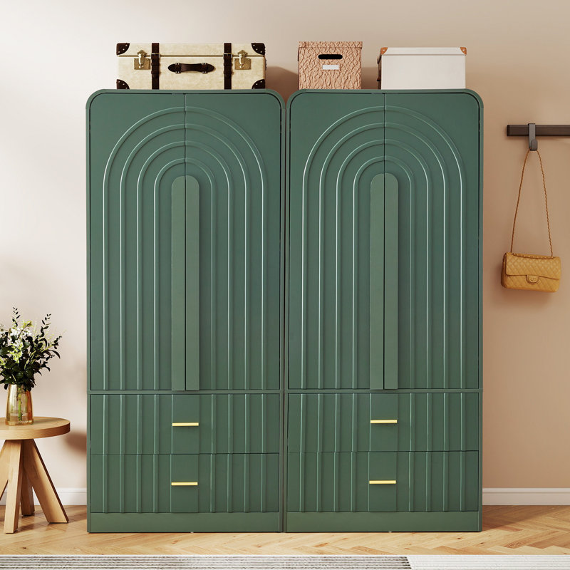 Armoire en bois à 2 tiroirs, Vert