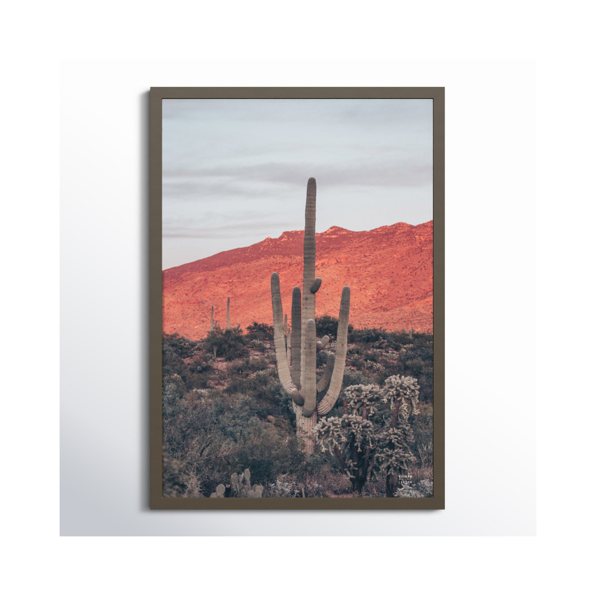 Sunsets And Saguaros by Nathan Larson, Gray, 33" H x 23" W x 1" D
