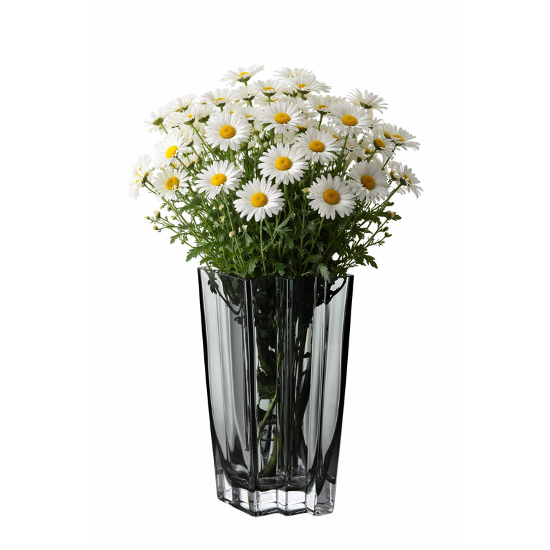 Verre - Vase - Conception à chevrons - Durable - Fabriqué en Europe - par Barski, Noir, H 9 po x l 8,25 po x P 5,5 po