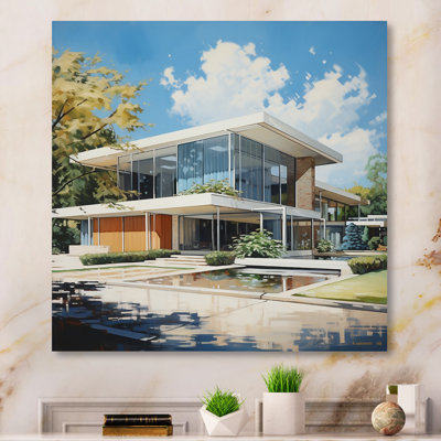 Élégance architecturale beige Mid-Century - imprimé