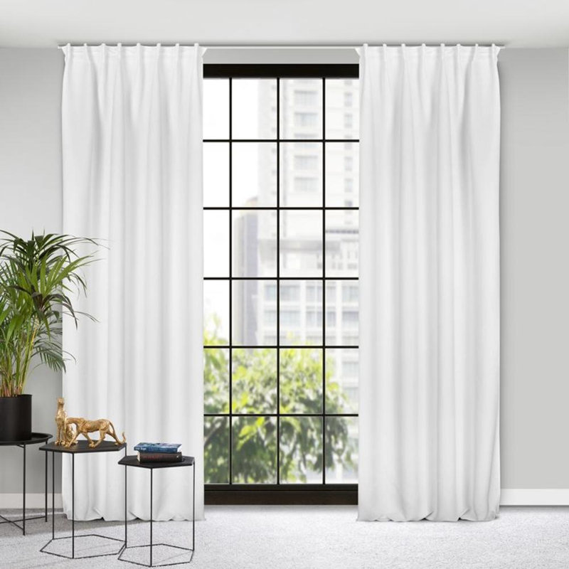 Milan Room Darkening Single Curtain, White Tape