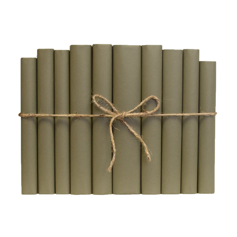 Decorative Books - Olive Paper Wrapped Book Bundle - 1 Foot of Green Books By The Foot