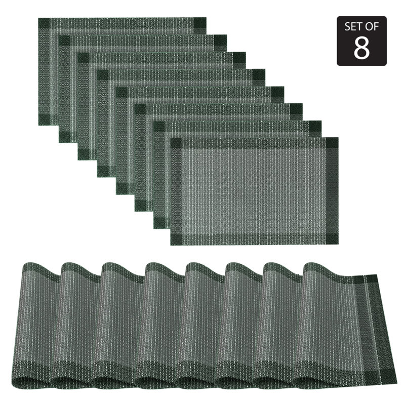 Ensemble de 8 napperons Palermo, bleu, 19 po x 19 po