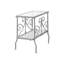 Table d'appoint en verre trempé transparent avec cadre métallique élégant pour chambre à coucher et diverses pièces argentées