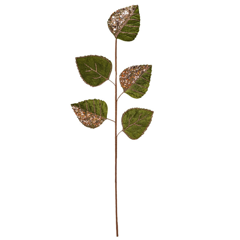 Velvet Green Leaf Branch