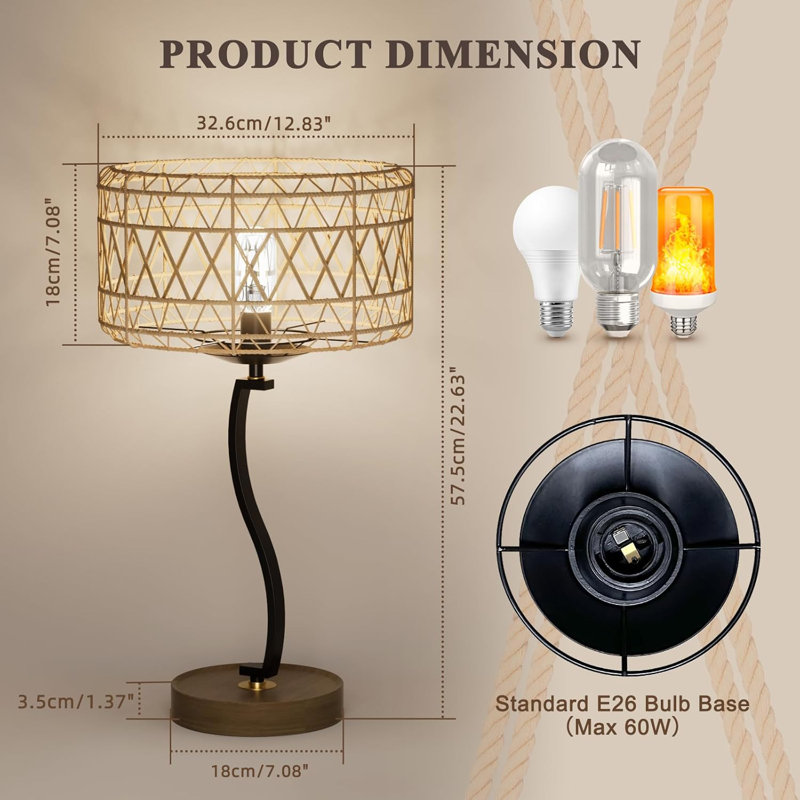 Large Drawstring Bohemian Desk Lamp