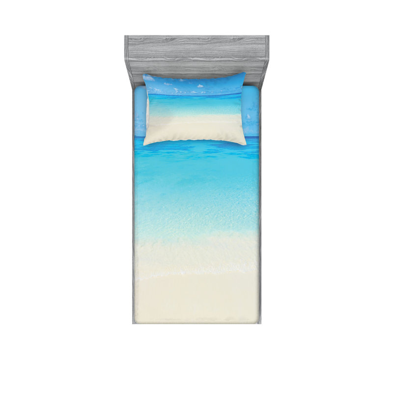Drap-housse et coussin décoratif Ambesonne, Ensemble de draps pour lit simple + 3 pièces supp