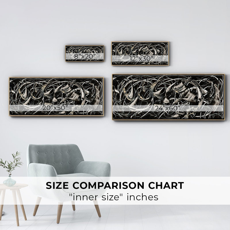 Linear Movement II - Framed Canvas, 20" H x 50" W