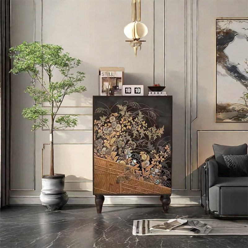 Elegant Walnut Cabinet with Stylish Round Handles