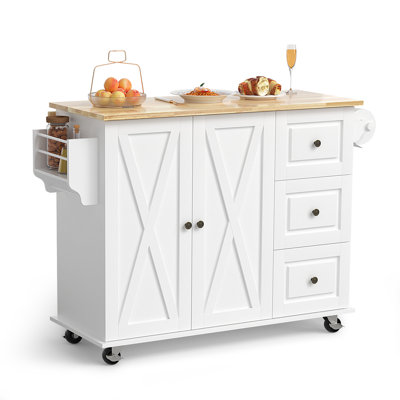 Jaason 51.2'' Wide Rolling Kitchen Island with Storage and Drop Leaf -  Gracie Oaks, C8AAA379EA0542068CBB0F441C406F0B