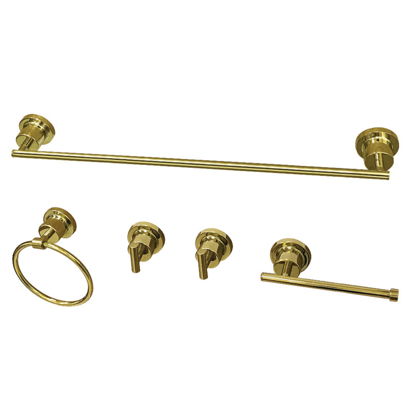 Ensemble de quincaillerie de salle de bain 5 pièces Concord, Laiton poli