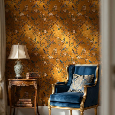 Adhésif mural classique à motif floral