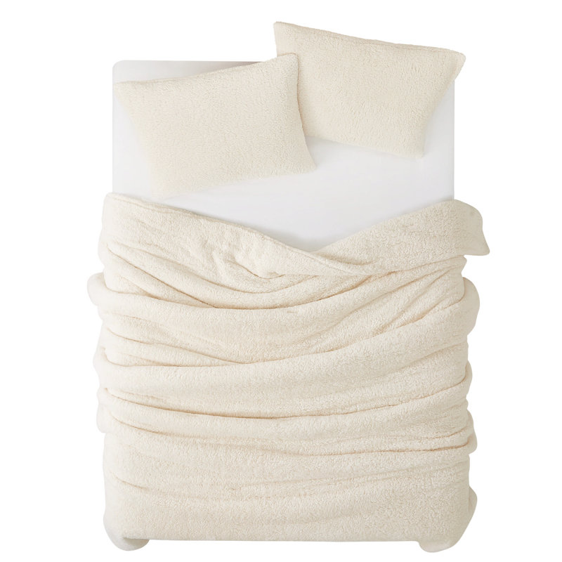 Ensemble d'édredon Brooklyn Loom Marshmallow, Édredon pour lit simple TG + 1 taie décorative, Ivoire