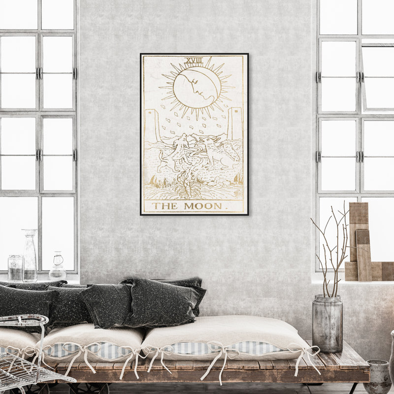 Impression d’art graphique sur toile tendue de luxe the Moon, Cadre noir, H 24 po x l 16 po