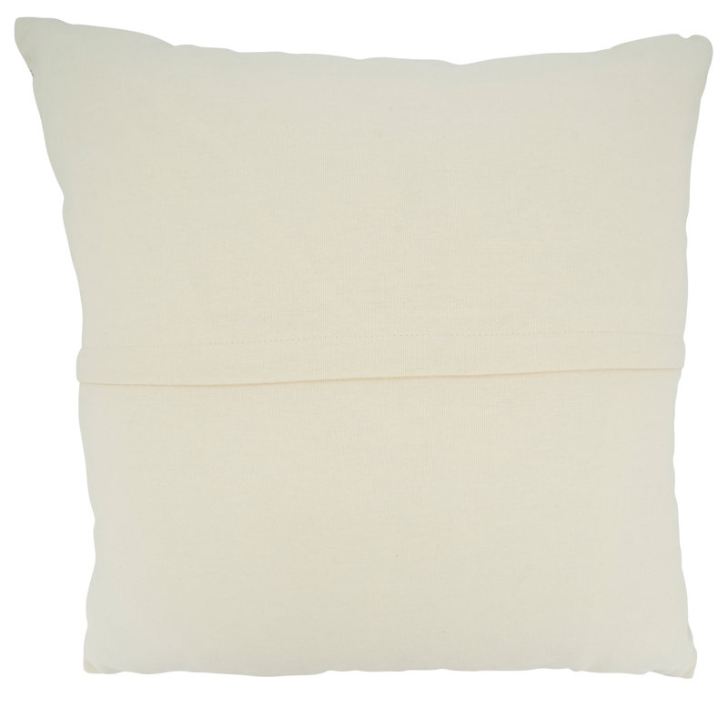 Natural Ivory and Black Striped Cotton Square Throw Pillow, 22"