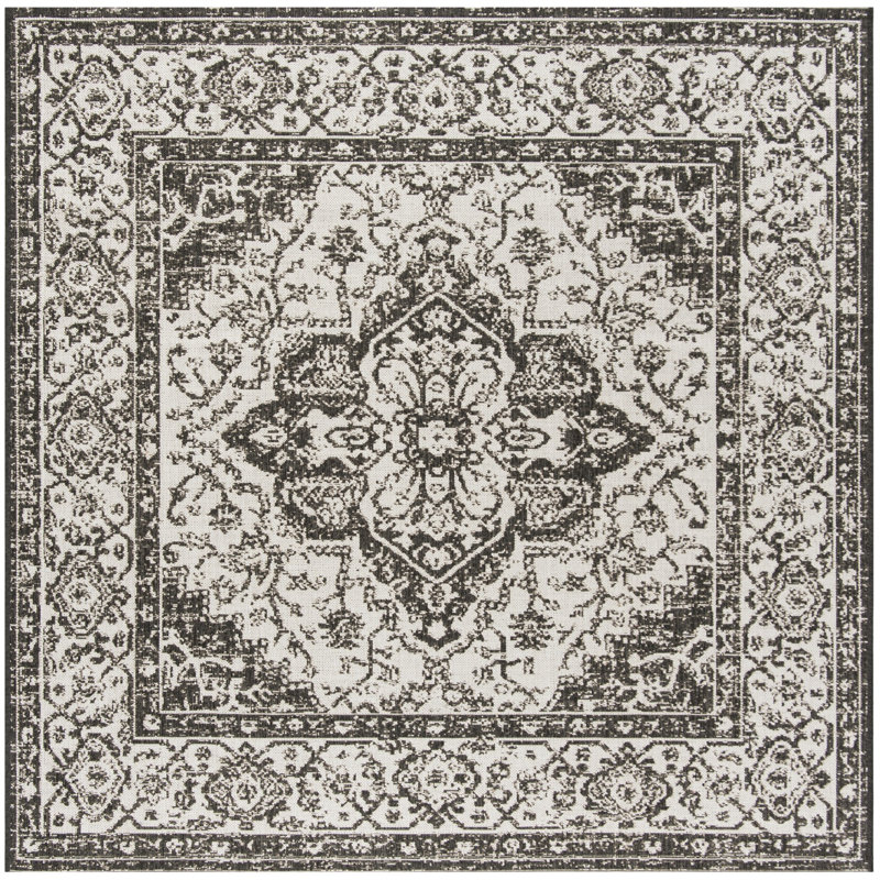 Donivin Performance Oriental Indoor/Outdoor Area Rug, Square 6'7"