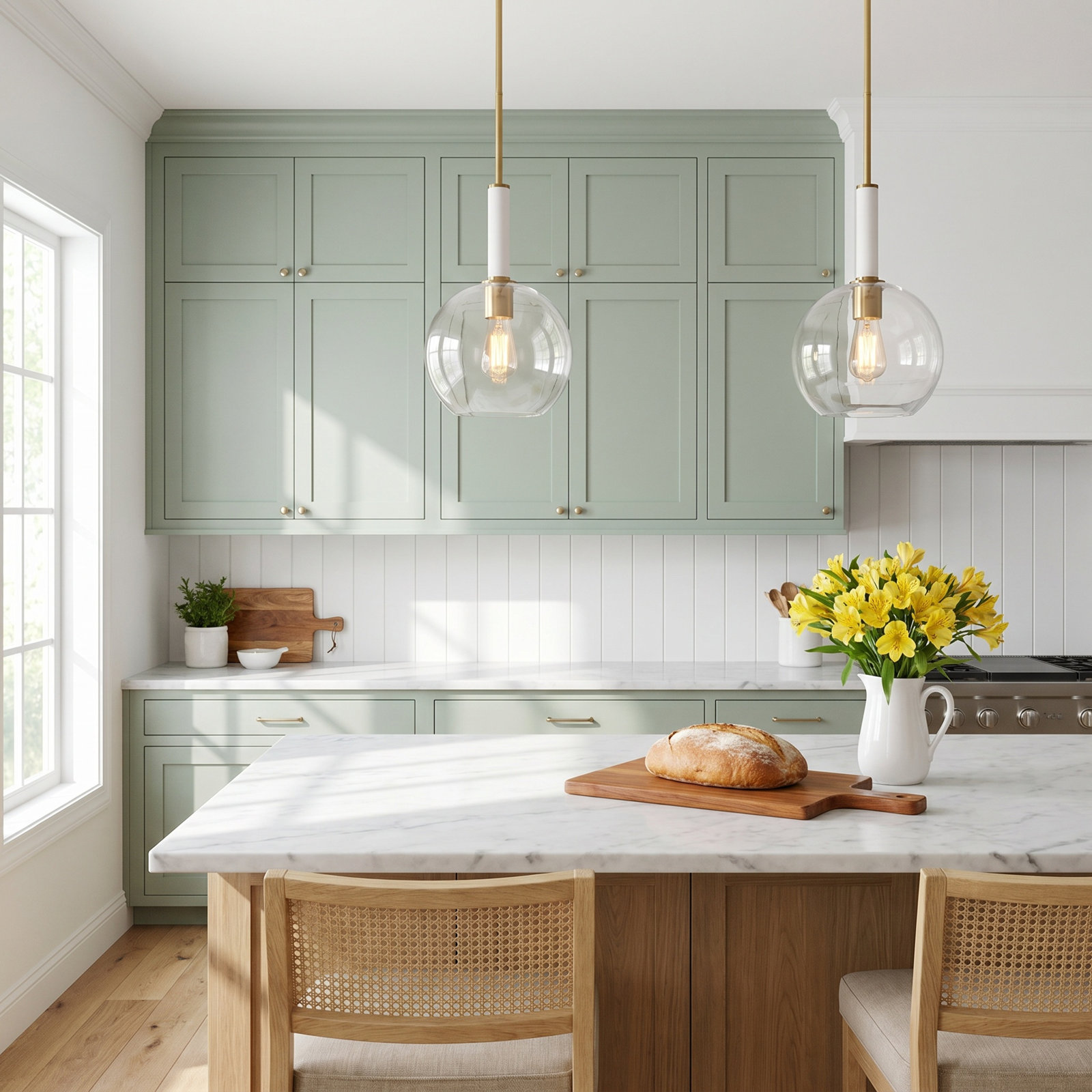 Dimmable Round Single Light Pendant, Burnished Brass