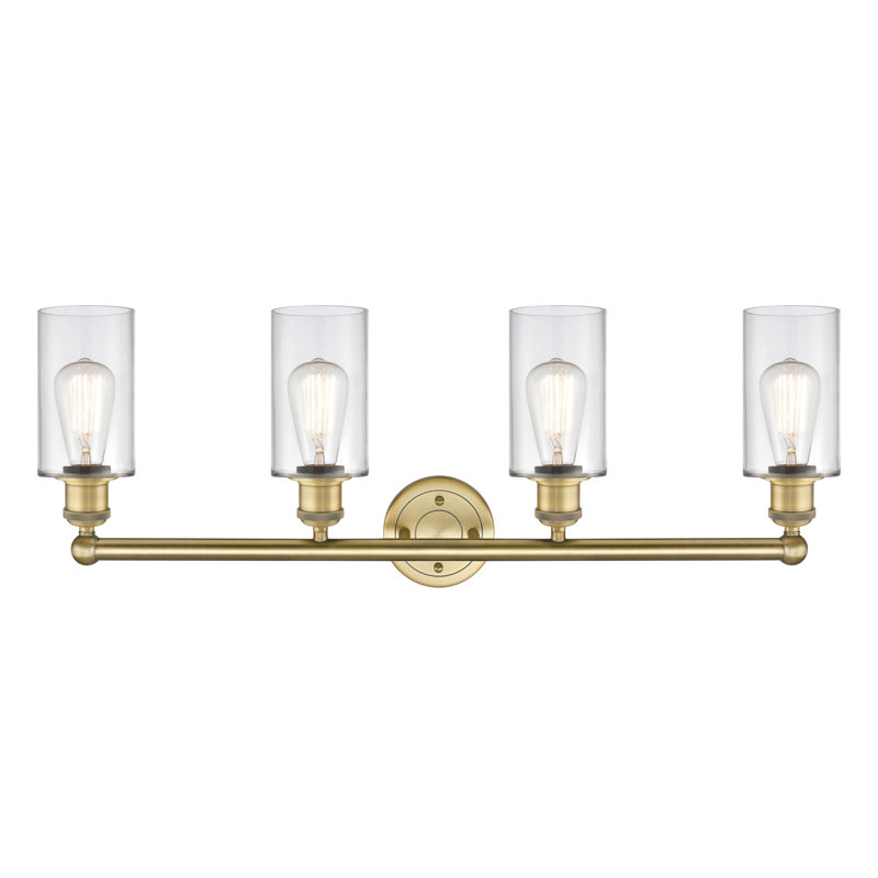 Caldello 4 - Light Dimmable Vanity Light, Clear, Brushed Brass