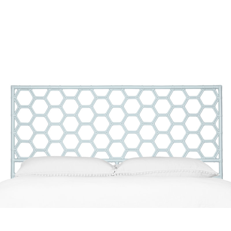 Honeycomb Wicker/Rattan Open-Frame Headboard, King, Light Blue