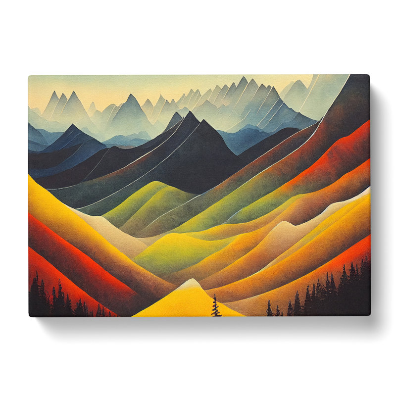 Watercolour Mountain Scene Vol.1 - Wrapped Canvas, 35cm H x 50cm W x 3cm D