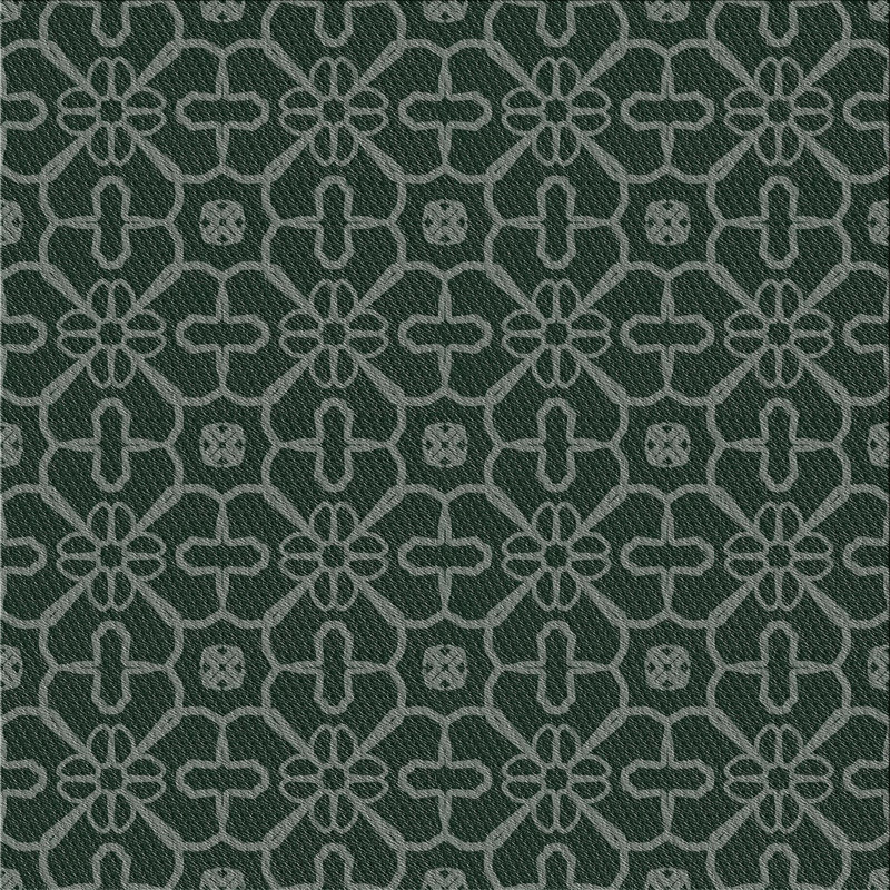 Vert géométrique/Tapis décoratif blanc, Carré 7 pi