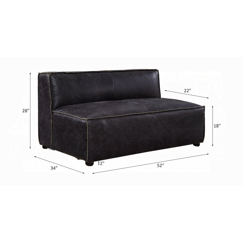 Causeuse Aiden-John, Cuir fleur ardoise antique