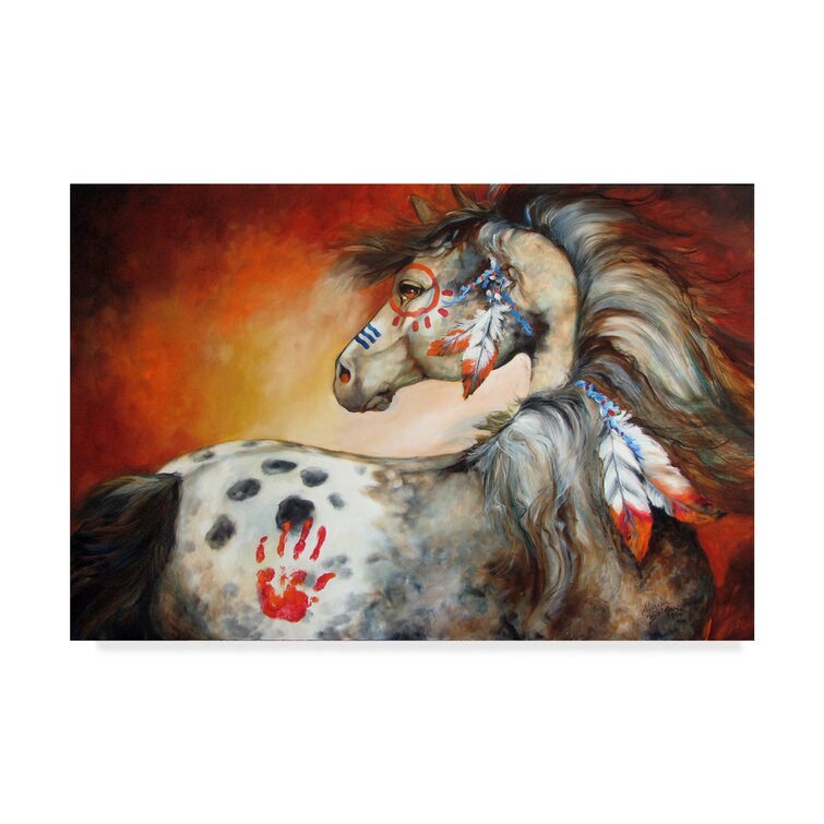 Trademark Fine Art '4 Feathers Indian War Pony' Canvas Art by Marcia Baldwin