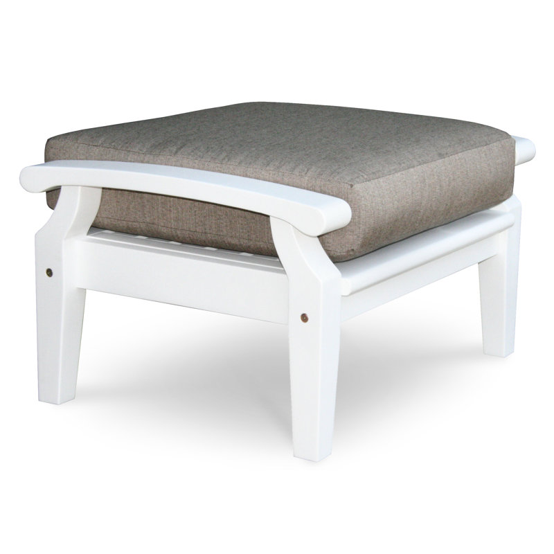 Repose-pieds d'extérieur avec coussin Lowery, Toile Sunbrella® naturel, Naturel