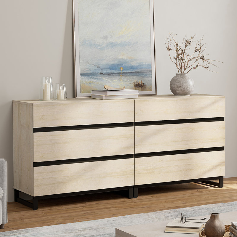Commode double l 6 tiroirs Rookwood, Beige