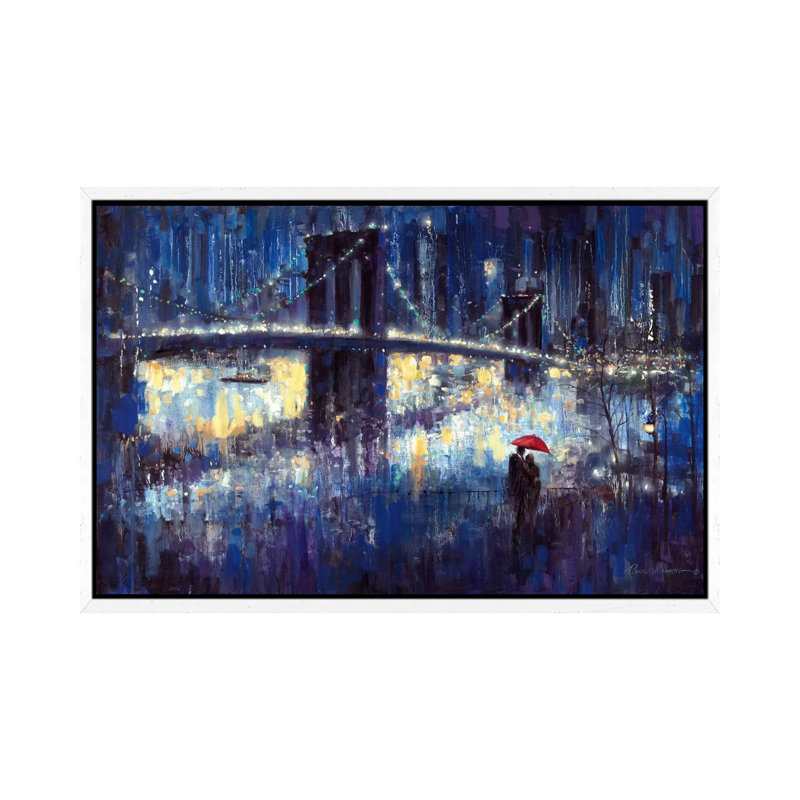 Evening Romance by Ruane Manning - Painting on Canvas, 101.6 cm H x 66.04 cm W, White Floater Framed