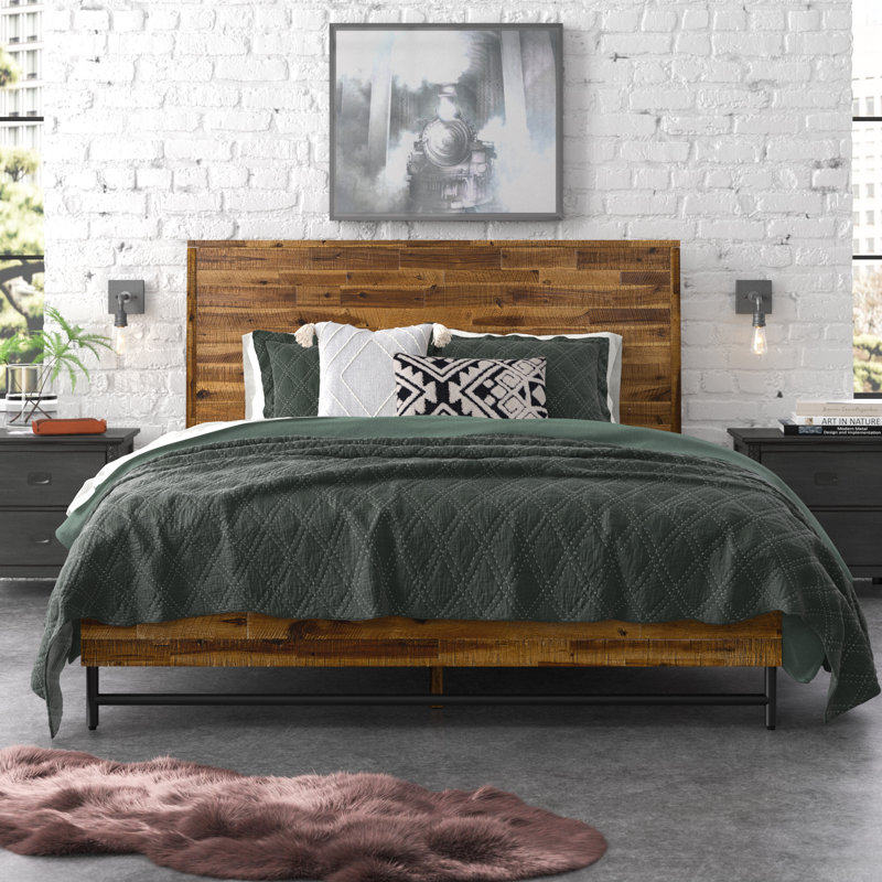 David Solid Wood Platform Bed, Queen