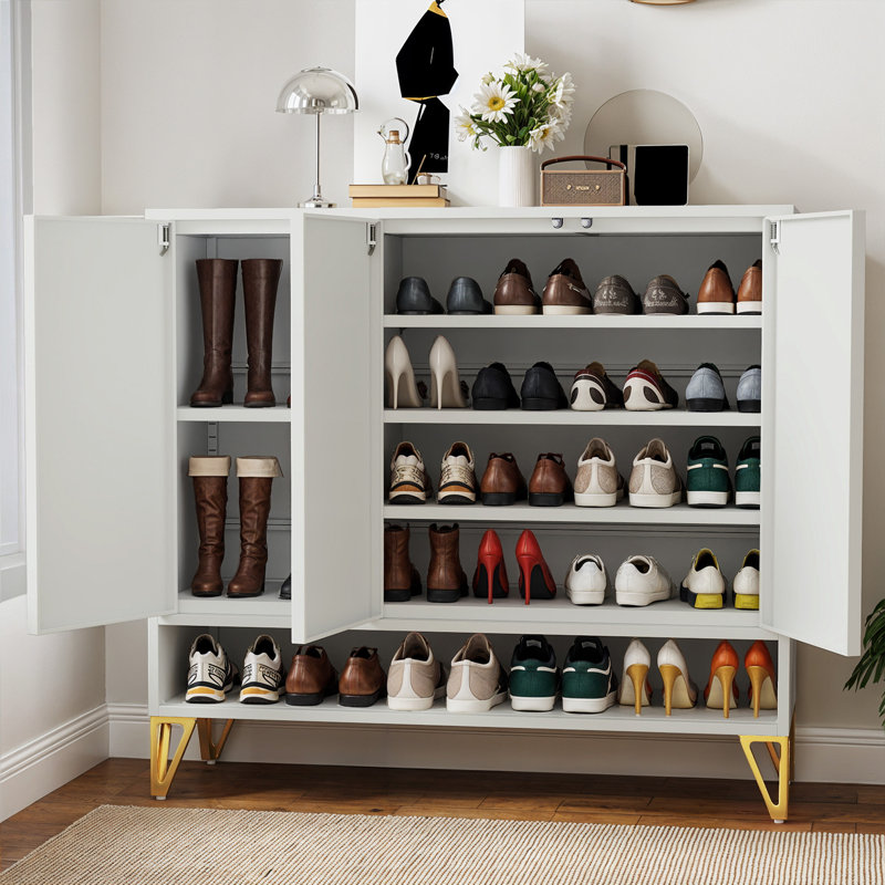 24 Pair 5-Tier Steel Shoe Storage with Boot Storage Compartment