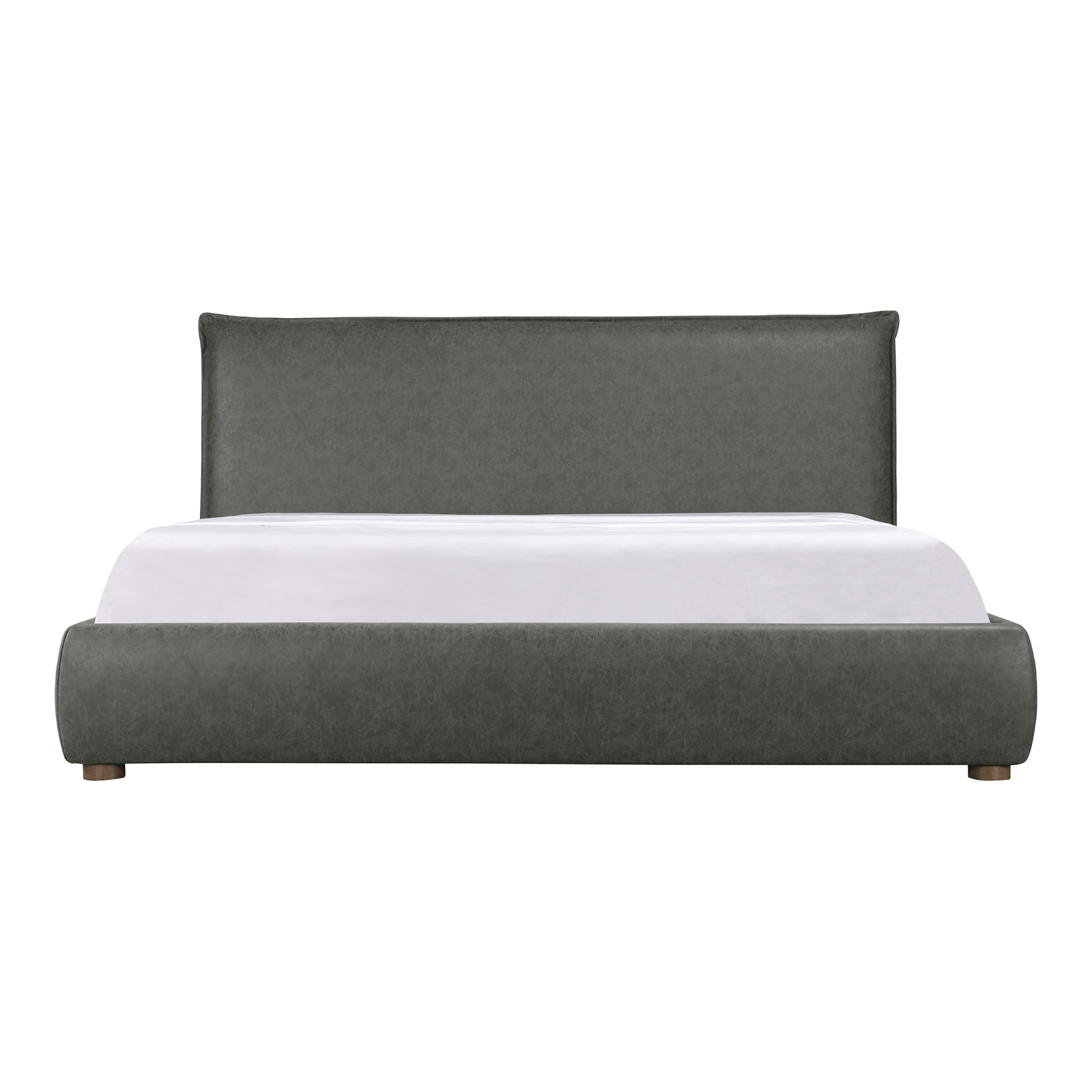 Timothy Upholstered Low Profile Platform Bed, King, Dark Grey Faux Leather, 45.5