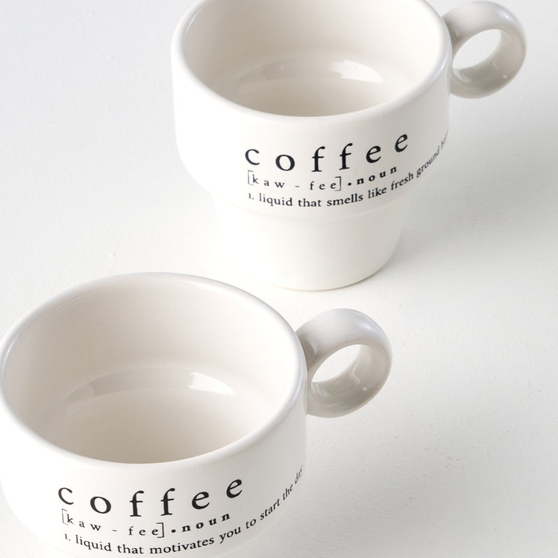 Coffeeaholic Ceramic Espresso Cup (Set Of 2)