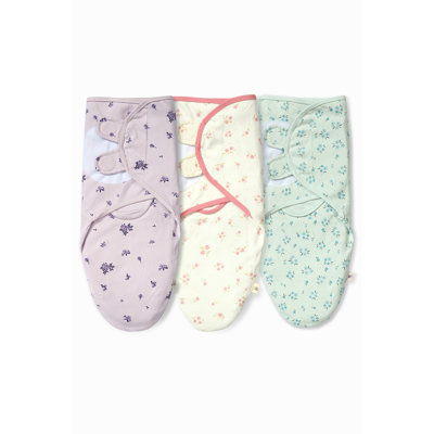 SwaddleMe Original Swaddle for Baby Boy and Girl, 100% Cotton, Easy Adjustable, 0-3 Months, 1.0 TOG, 3-Pack - Floral Pattern (Set of 3)
