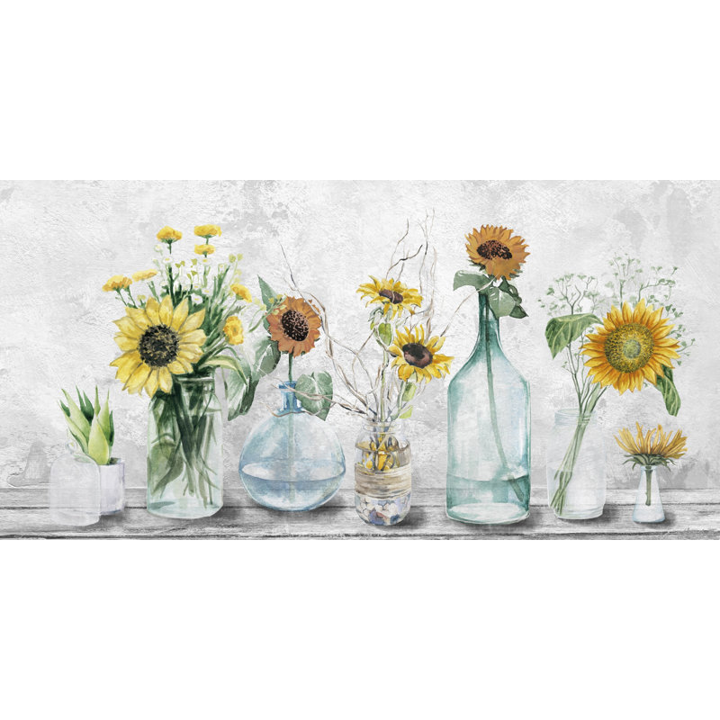 «Adorable Sunflowers», reproduction d'art sur toile tendue, H 30 po x l 60 po x P 1,5 po