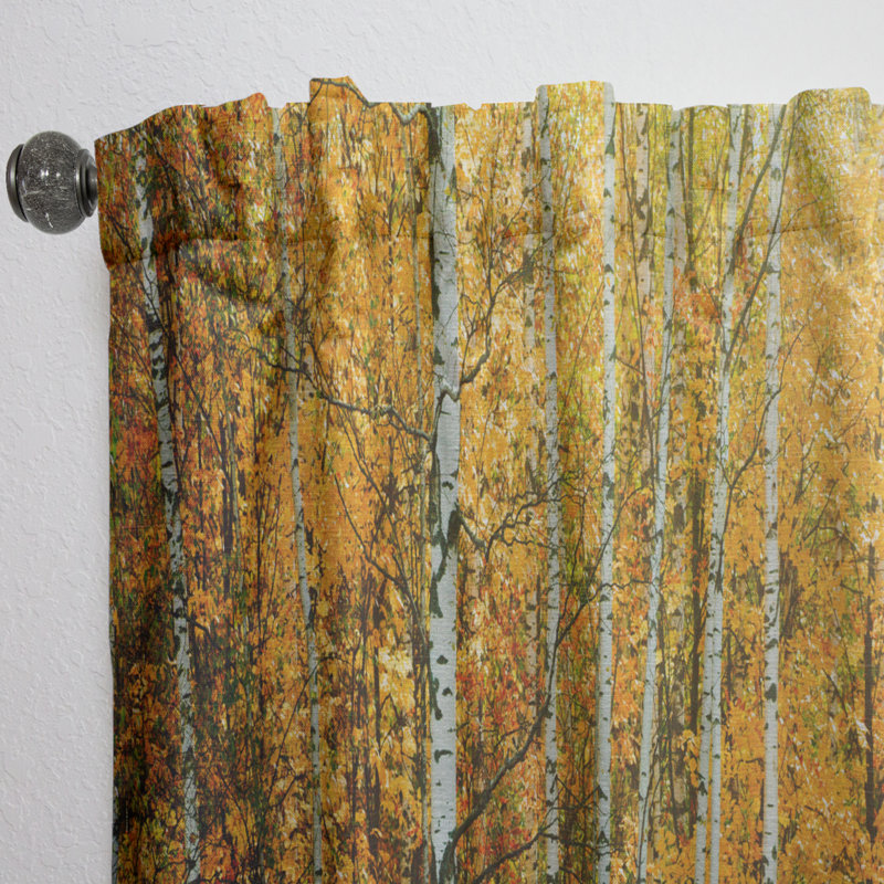 Yellow Colorful Autumn Forest - Nature Curtain - Velvet Room darkening - 1 panel, 52"W x 84"L