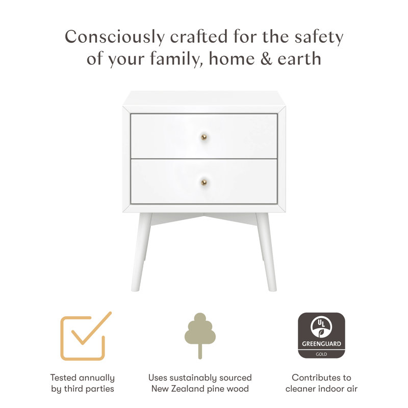 Palma Nightstand With USB Port, White
