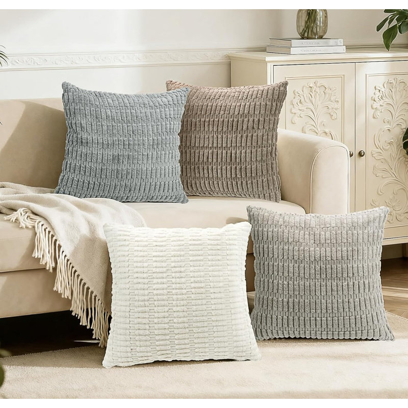 Striped Pink Cushion Cover, Neutral