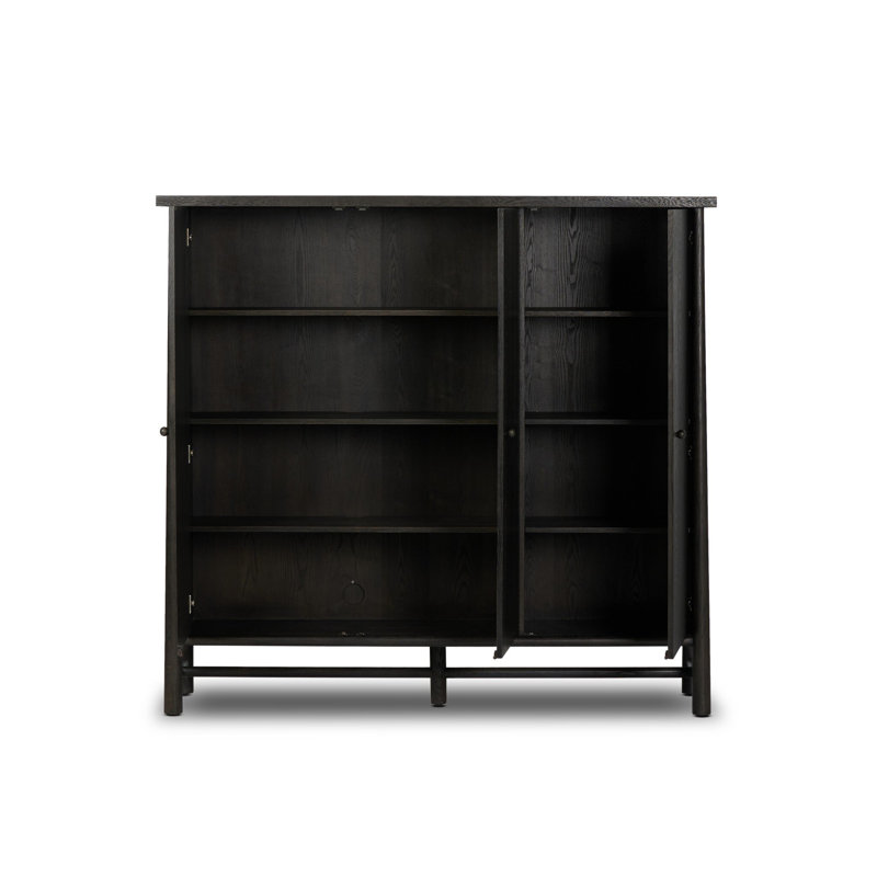 Marzavion 74'' Wide 6 - Shelf Storage Cabinet with Cable Management, Black