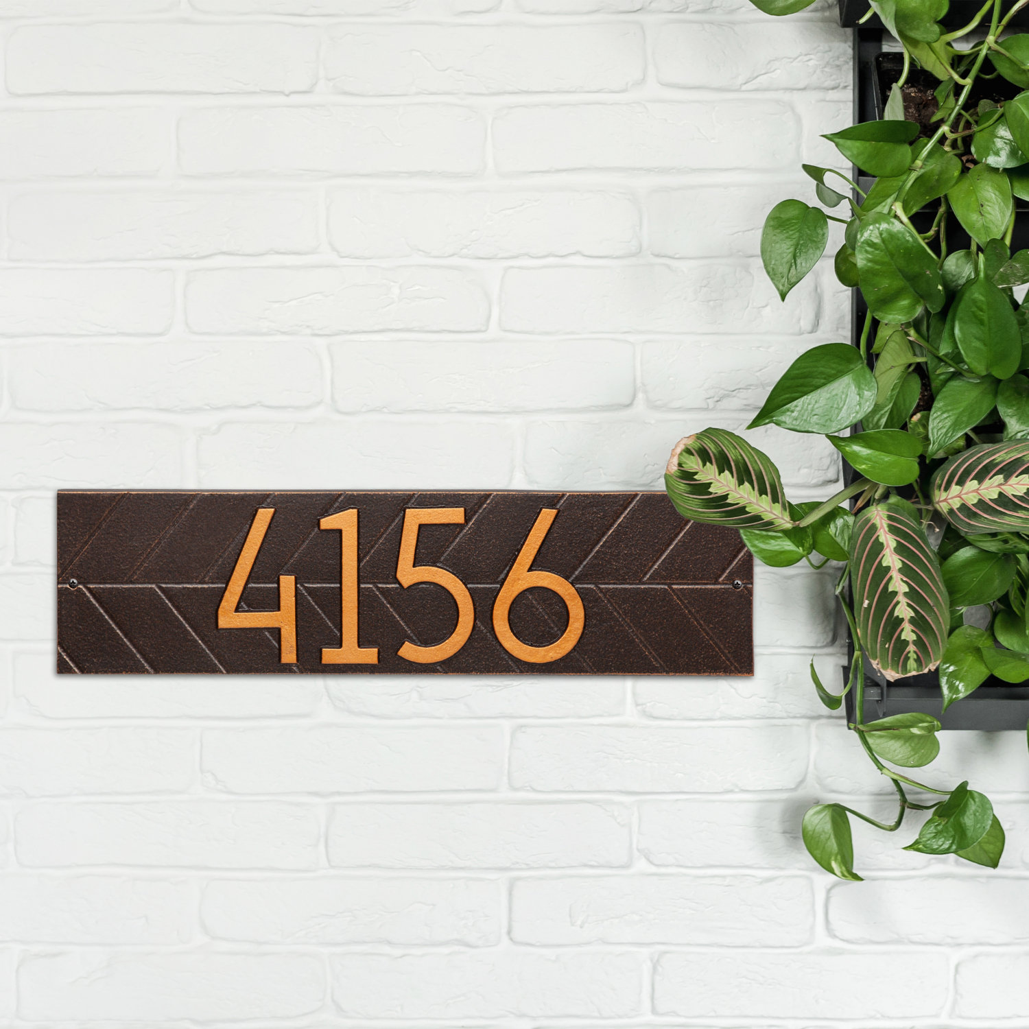 Mid-century Modern Herringbone Wall Plaque, Oil Rubbed Bronze, Yes