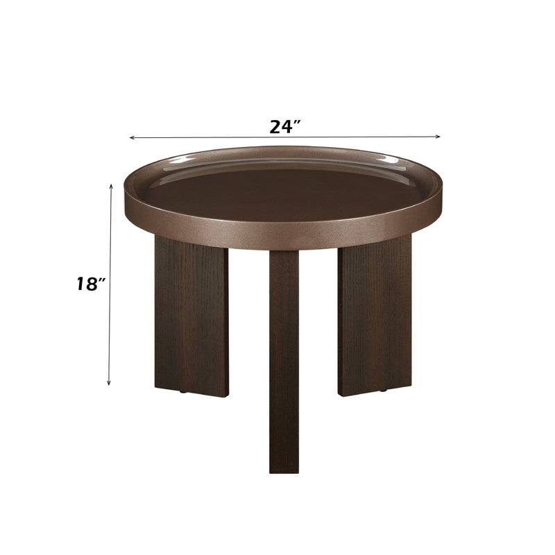 Table de bout en placage de chêne blanc ultrabrillant l 24 po x P 24 po x H 18 po Lakita
