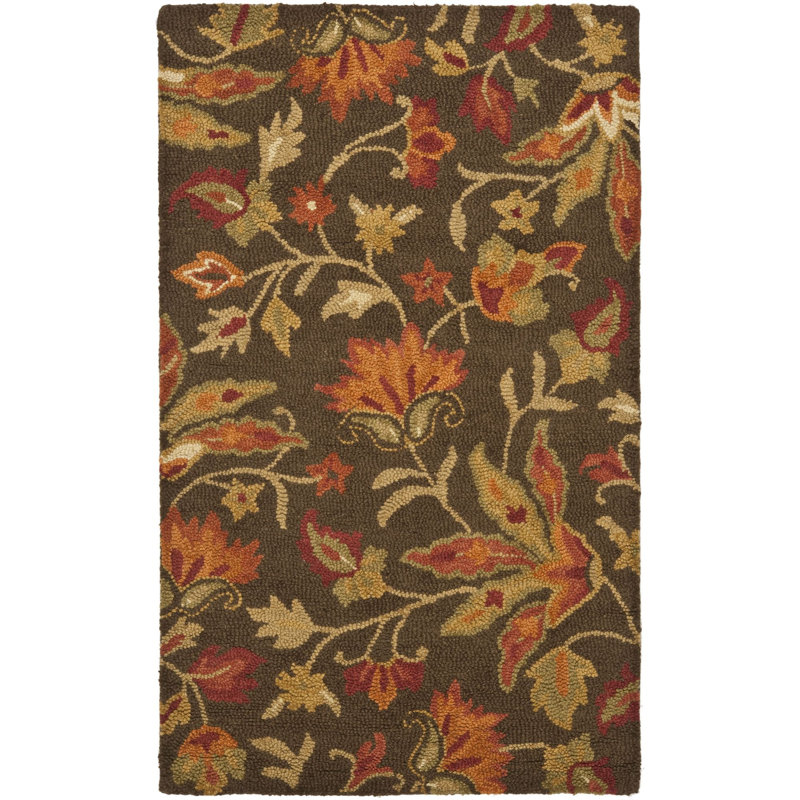 Emrick Blossom Hand Hooked Wool Floral Rug, Rectangle 3' x 5'