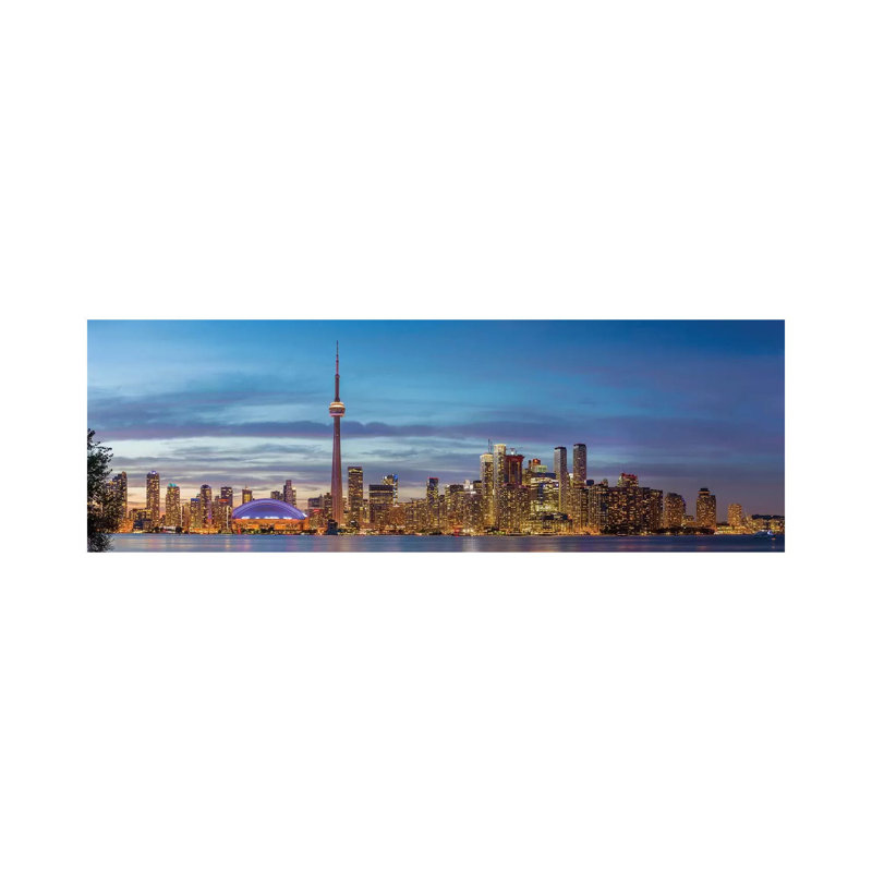 Skylines and CN Tower from Toronto Island Park, Toronto, Ontario, Canada 1 Piece Wrapped Canvas Panoramic Wall Art