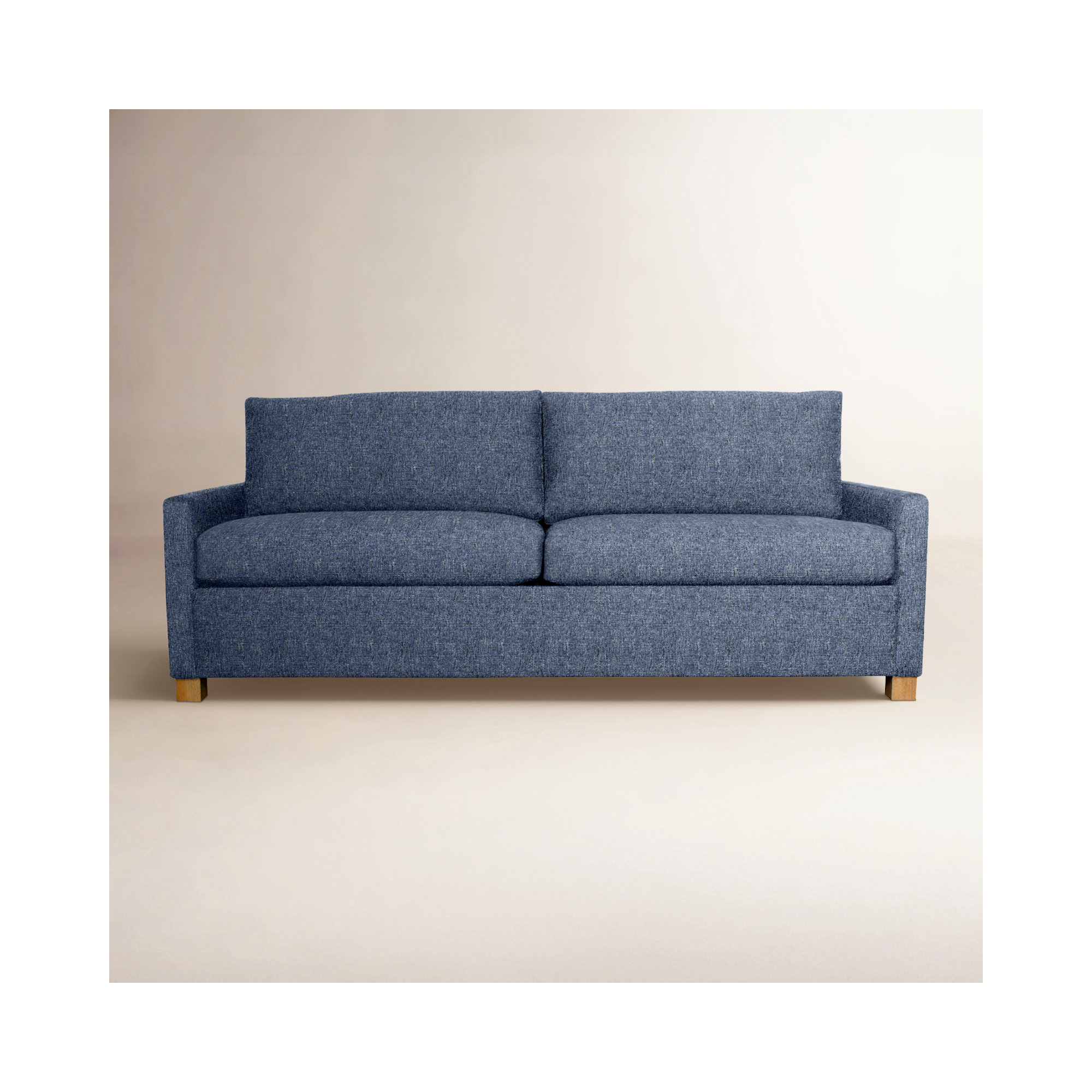 Louisa 87'' Square Arm Sofa Bed, Connelly Blue Jay Performance Tweed