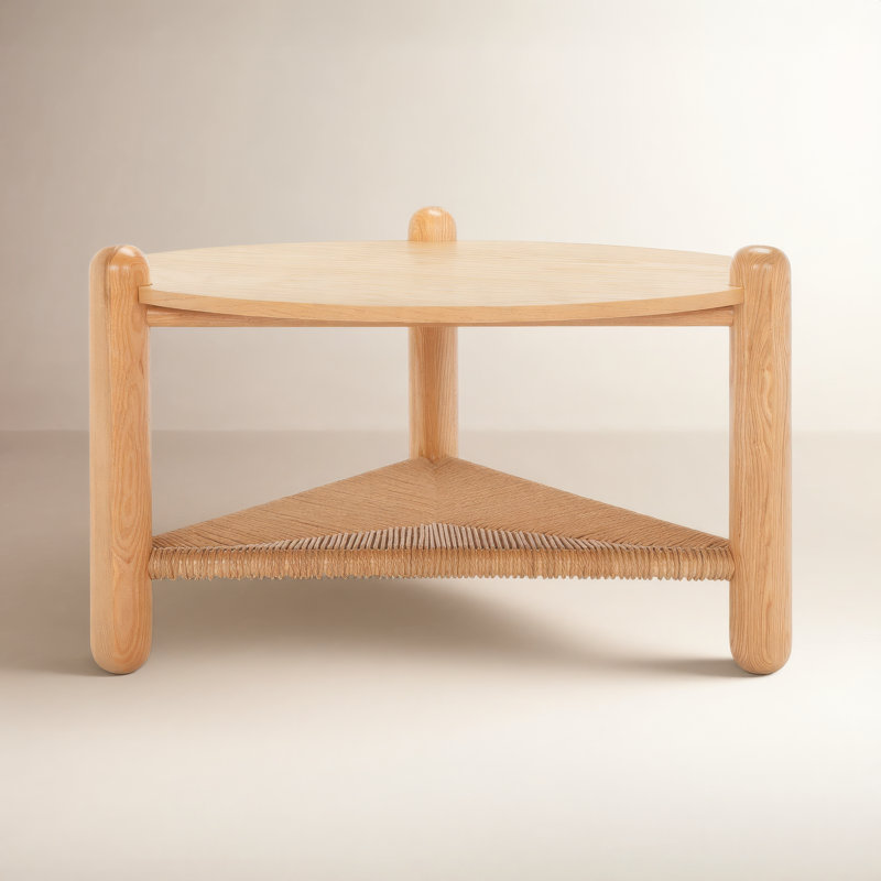 Table basse à 3 pieds avec rangement Trish, Bois naturel, Naturel