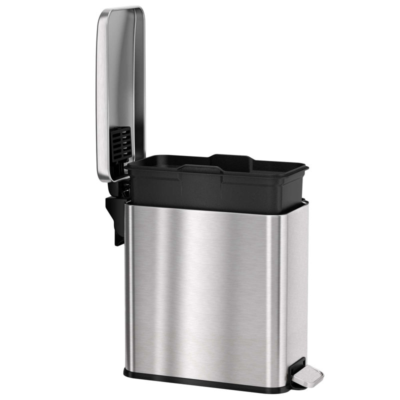 Slim Brushed Stainless Steel 3-Gallon Step Trash Can