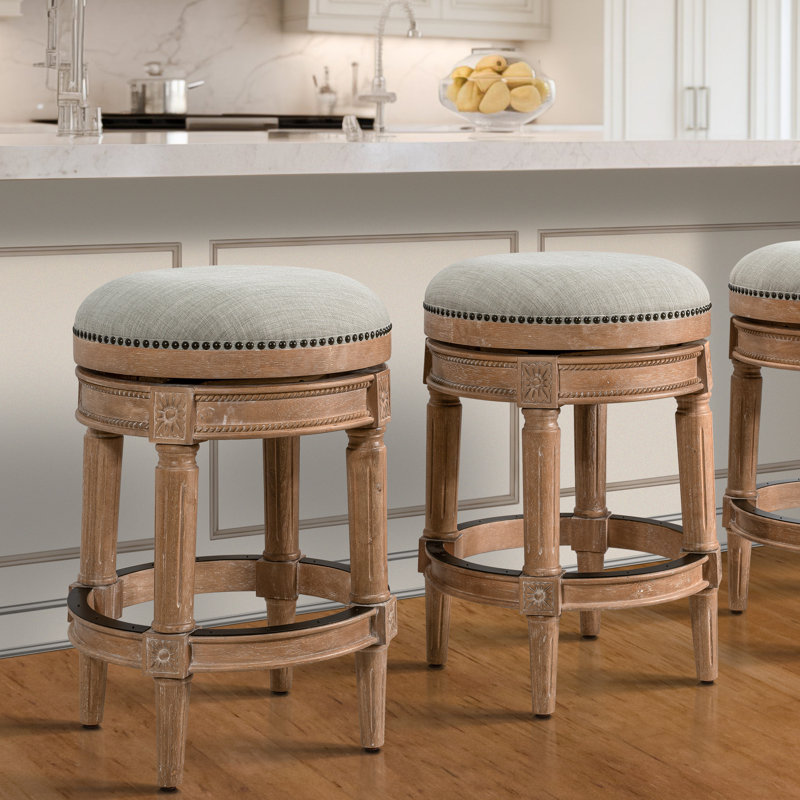 Mehar Swivel Backless Bar & Counter Stool, Weathered Natural, 2, Counter Stool (26'' Seat Height)