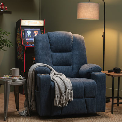 Power Chenille Upholstered Recliner Chair with Lift Base and Massage Heating Function