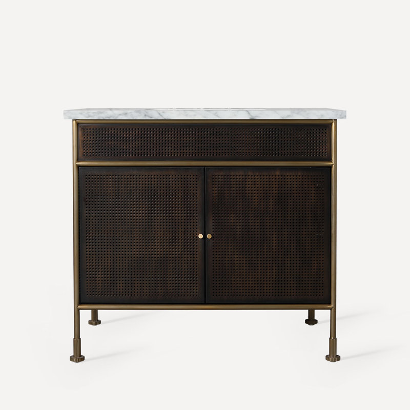 Meuble-lavabo L 36 po en laiton vieilli avec bronze antique Craft Series
